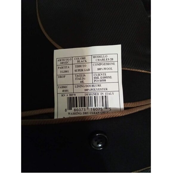 CIANNI Cellini Black Single Breasted Wool Charles Blazer Sz 44L - Picture 9 of 10